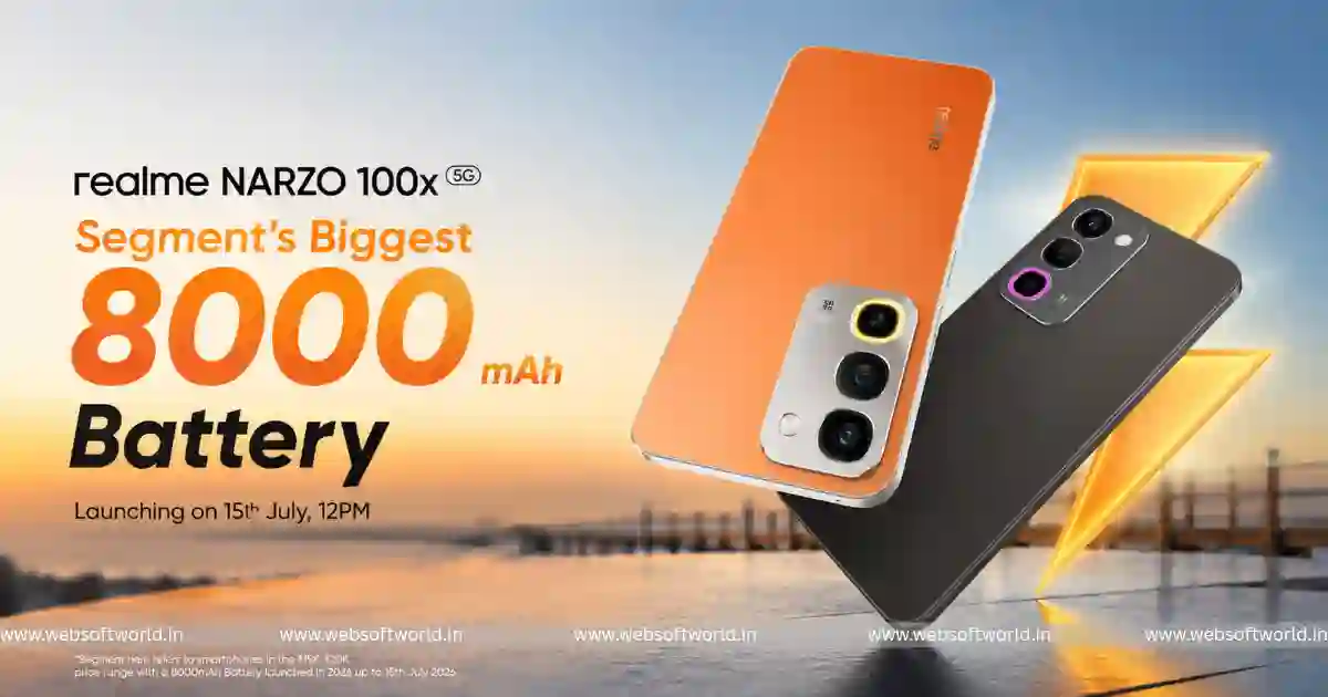 Realme Narzo 100x 5G भारत में 15 जुलाई को लॉन्च, 8000mAh बैटरी और 144Hz डिस्प्ले