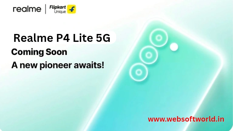Realme P4 Lite 5G की Flipkart माइक्रोसाइट लाइव, ट्रिपल कैमरा डिजाइन टीज। एक्सपेक्टेड प्राइस ₹11,999, 6300mAh+ बैटरी, 5G सपोर्ट। फुल फीचर्स और लॉन्च डेट जानें।