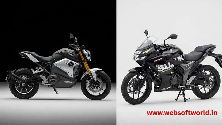 Raptee HV T30 vs Gixxer SF 250 कौन बेहतर है Raptee HV T30 electric bike और Suzuki Gixxer SF 250 Flex Fuel बाइक की तुलना, डिजाइन, फीचर्स और कीमत के साथ